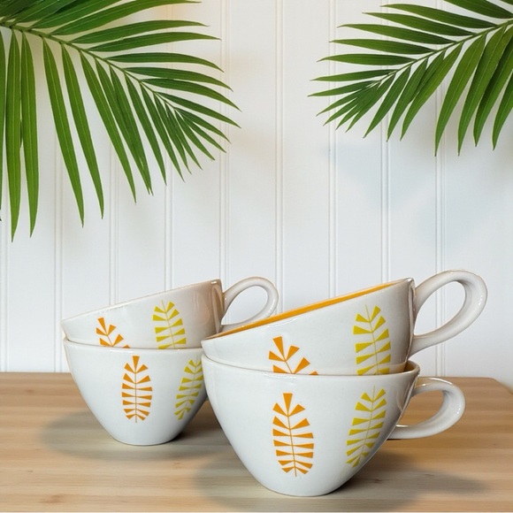 Knowles “Leaf Dance” Teacups – Set of 4 | Mid-Century Modern Style - Picture 2 of 16